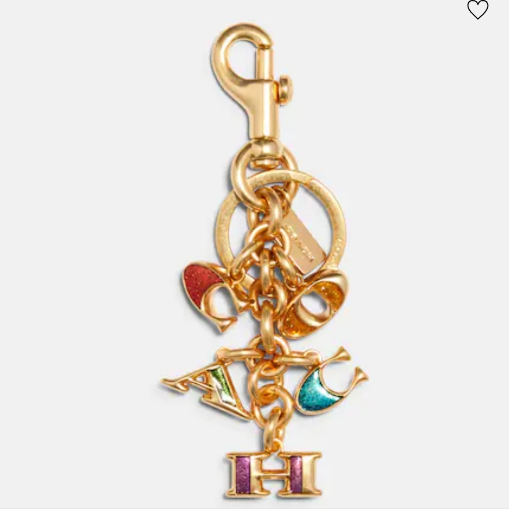 Coach Multi Mix Bag Charm or Keychain-Gold Tone - Multi-Colored NWT